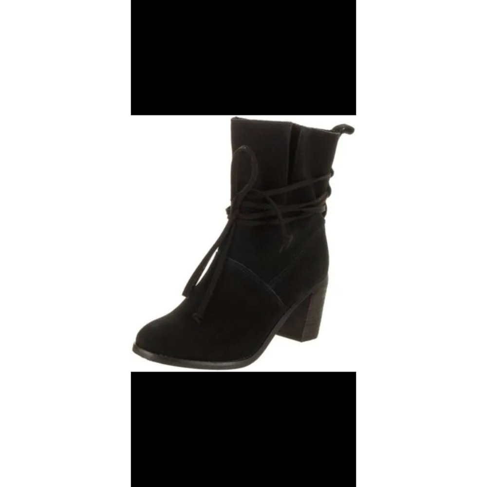Toms Black Leather Mila Booties Sz 9